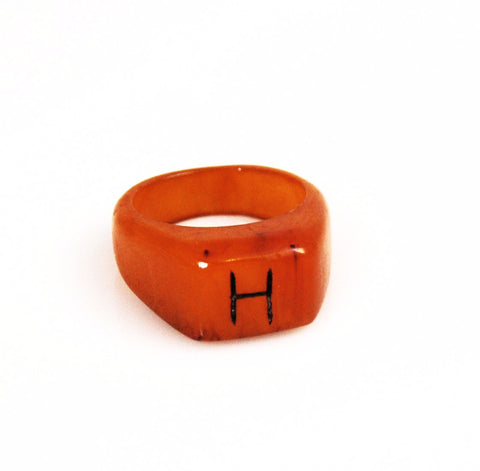 Bakelite Butterscotch Initial H Ring