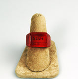 Red Bakelite Ring Carved Dean