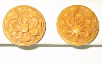 Butterscotch Bakelite Floral Earrings