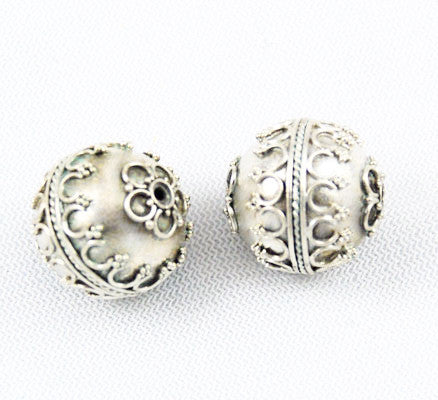 Large Bali Sterling Silver Beads 17mm