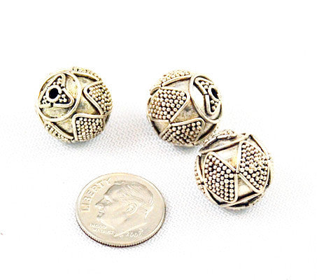 Large Bali Sterling Silver Beads 16mm