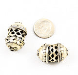 Large Open Work Hollow Sterling Silver Beads 16 x 25mm