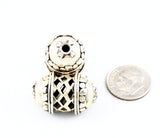 Large Open Work Hollow Sterling Silver Beads 16 x 25mm
