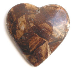 Dark Brown Banana Bark Inlay Heart Pendant