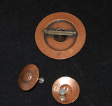 Back of Bell Trading Post Copper Brooch & Earring Set Vintage