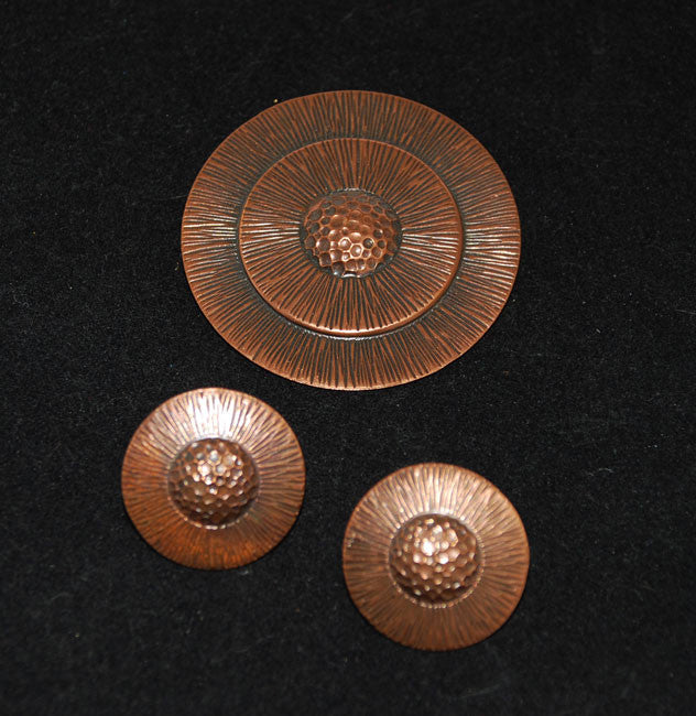 Bell Trading Post Copper Brooch & Earring Set Vintage