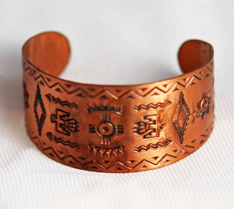 Copper Stamped Cuff Thunderbird Bracelet