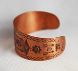 Bell Copper Stamped Cuff Thunderbird Bracelet