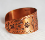 Copper Stamped Cuff Thunderbird Bracelet