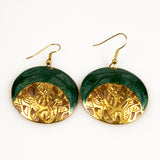Berebi Green Enamel and Gold Earrings