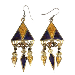 Berebi Purple and Gold Enamel Chandelier Earrings