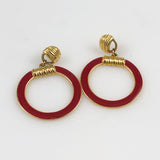Berebi Red and Gold Hoop Earrings 1970's