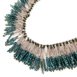 Blue Fringe Beaded Necklace by Berry