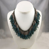 Blue Fringe Beaded Necklace by Berry