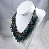 Blue Fringe Beaded Necklace by Berry