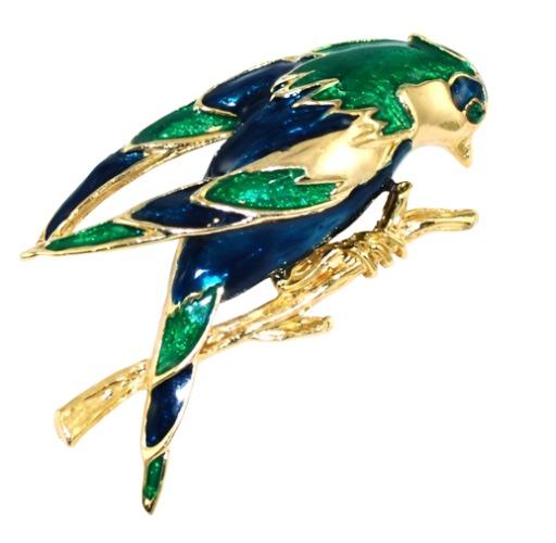 Colorful Enamel Bird Brooch Vintage