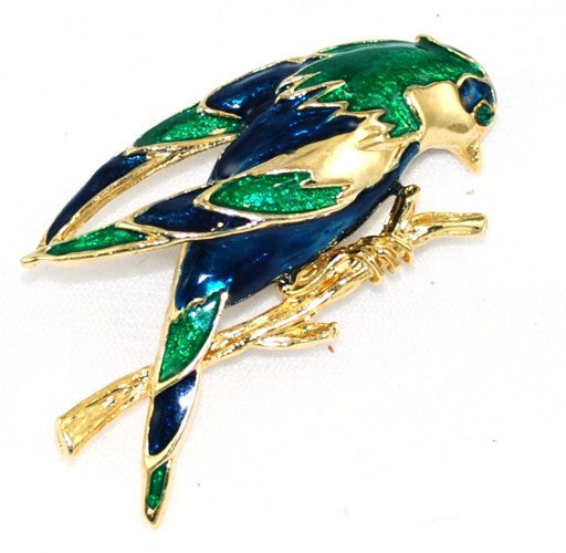 Colorful Enamel Bird Brooch Vintage