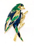 Colorful Enamel Bird Brooch Vintage