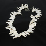 White Biwa Stick Pearls Beads Strand