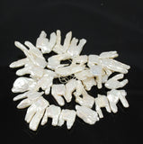 White Biwa Stick Pearls Beads Doubles