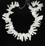 White Biwa Stick Pearls Beads twins