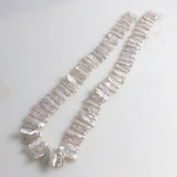 White Biwa Stick Pearls Beads Center Drilled