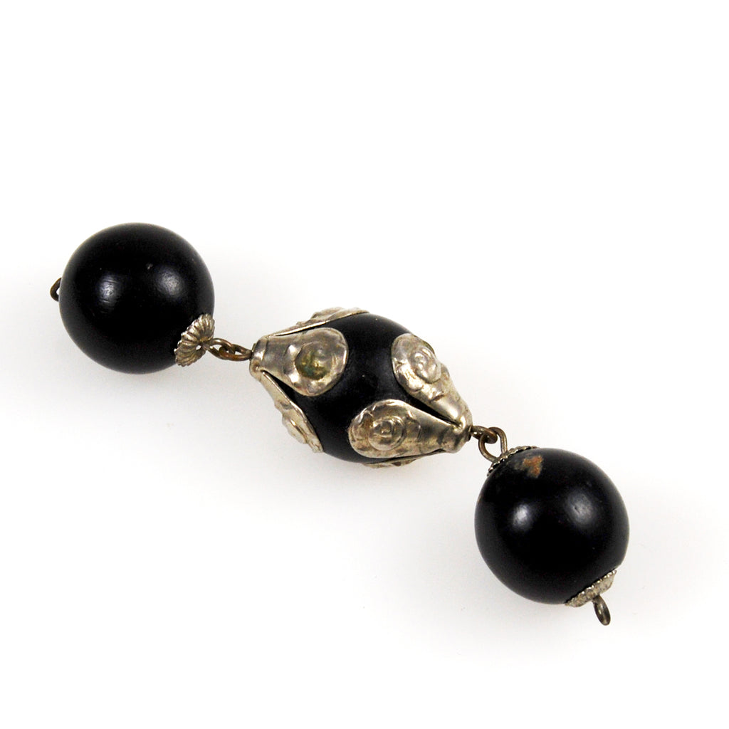 Black Amber Beads Set 16mm Tibetan