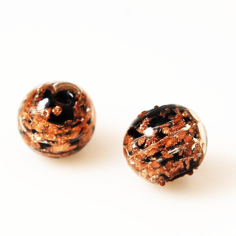 Black and Copper Murano Lamp Work Beads