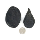 African Black Clay Carved Face Pendants