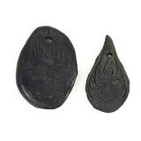 African Black Clay Carved Face Pendants