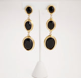 Gold and Black Glass Shoulder Duster Earrings