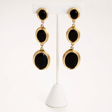 Gold and Black Glass Shoulder Duster Earrings