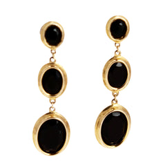 Gold and Black Glass Shoulder Duster Earrings