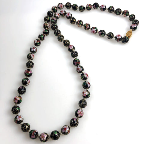 Red Cloisonne Chinese Bead Necklace 22