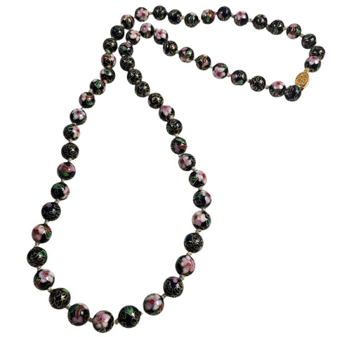 Red Cloisonne Chinese Bead Necklace 22