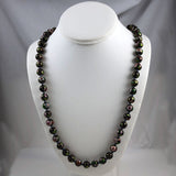 Chinese Black Cloisonne 10mm Beaded Necklace