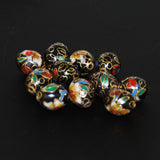 Black Cloisonne Oval Beads  vintage