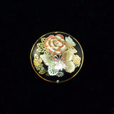 Black Cloisonne Floral Pendant Vintage Chinese