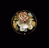 Black Cloisonne Floral Pendant Vintage Chinese