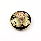 Black Cloisonne Floral Pendant Vintage Chinese