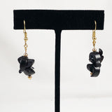 Black coral gold earrings vintage
