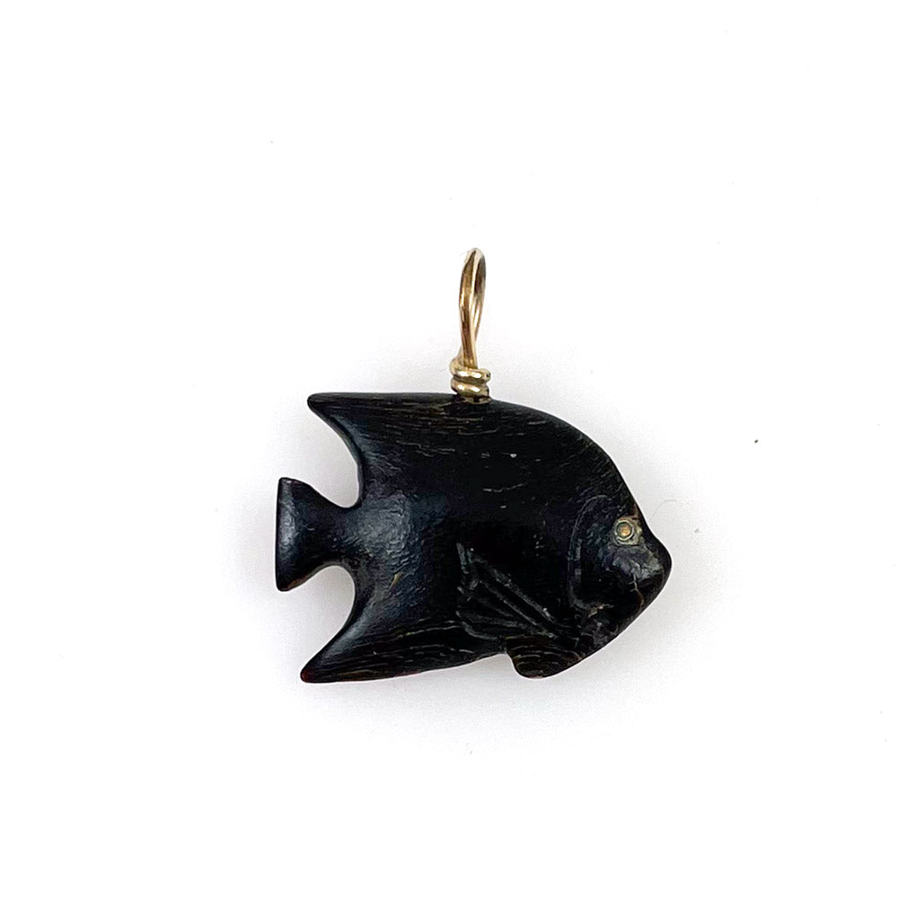 Vintage Black Coral Fish Charm from Hawaii.