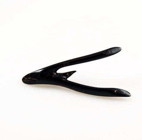 Black Coral Wishbone Pin