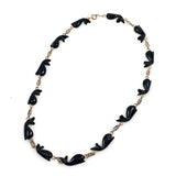 Black Coral Whale Necklace Vintage