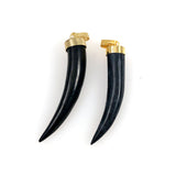 Black Jade Tusk Pendants Gold Caps