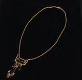 10k Gold Antique Edwardian Jet and Pearl Lavalier Pendant necklace