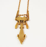 Gold Antique Edwardian Jet and Pearl Lavalier Back
