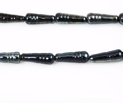 Black Luster Glass Beads Drops (6)