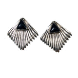 Sterling & Black Onyx Fluted Vintage