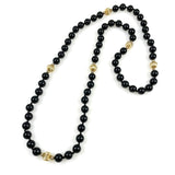 Black Onyx & Gold Beaded Necklace 10mm